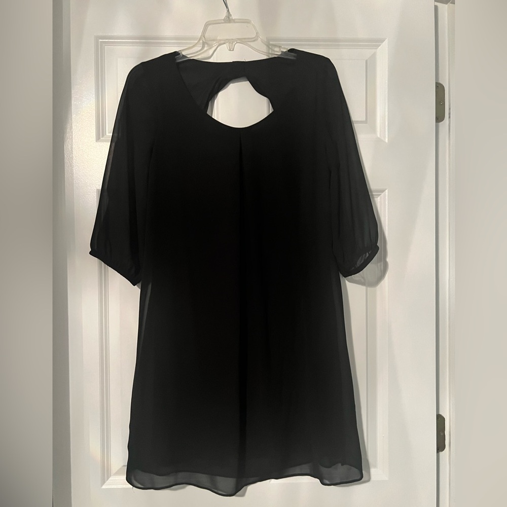 BCX black dress Medium with see through top layer with adorable cut outs